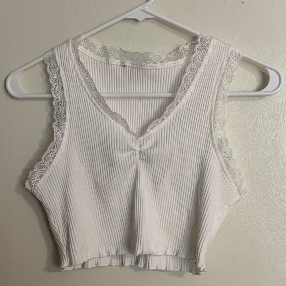 White lace crop top